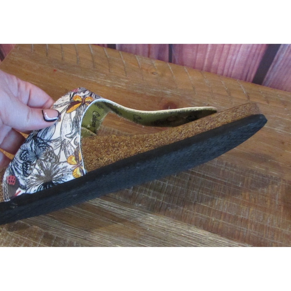 Calceo Womens T-Strap Sandals White Butterfly Floral Cork Footbed EU 42 US 11 - Picture 10 of 11